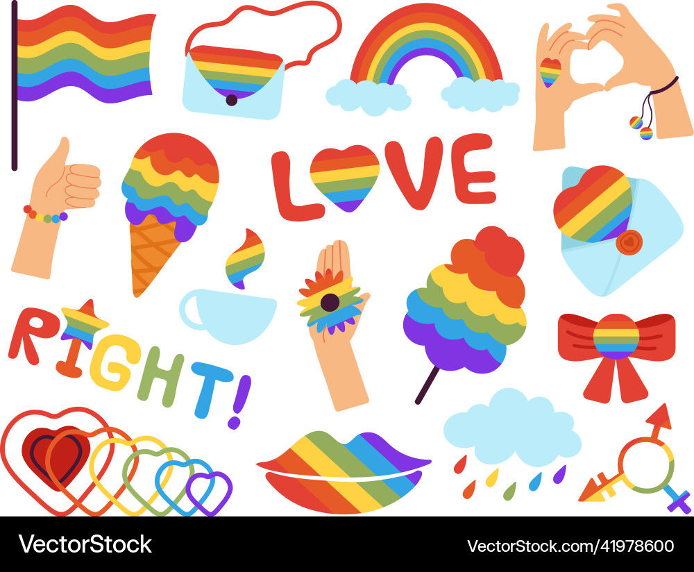 Pride stickers lgbt badges lgbtq gays parade vector image