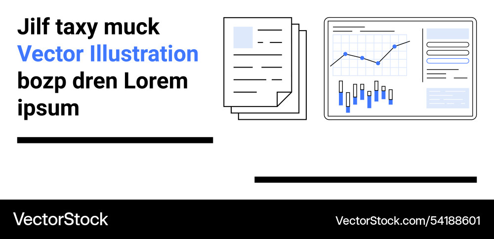 Analytical report with documents and graphs Vector Image