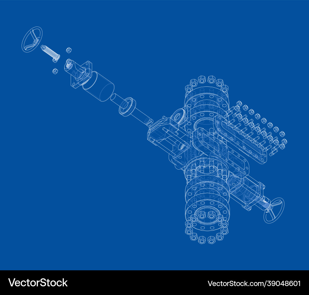 Blowout preventer rendering of 3d vector image