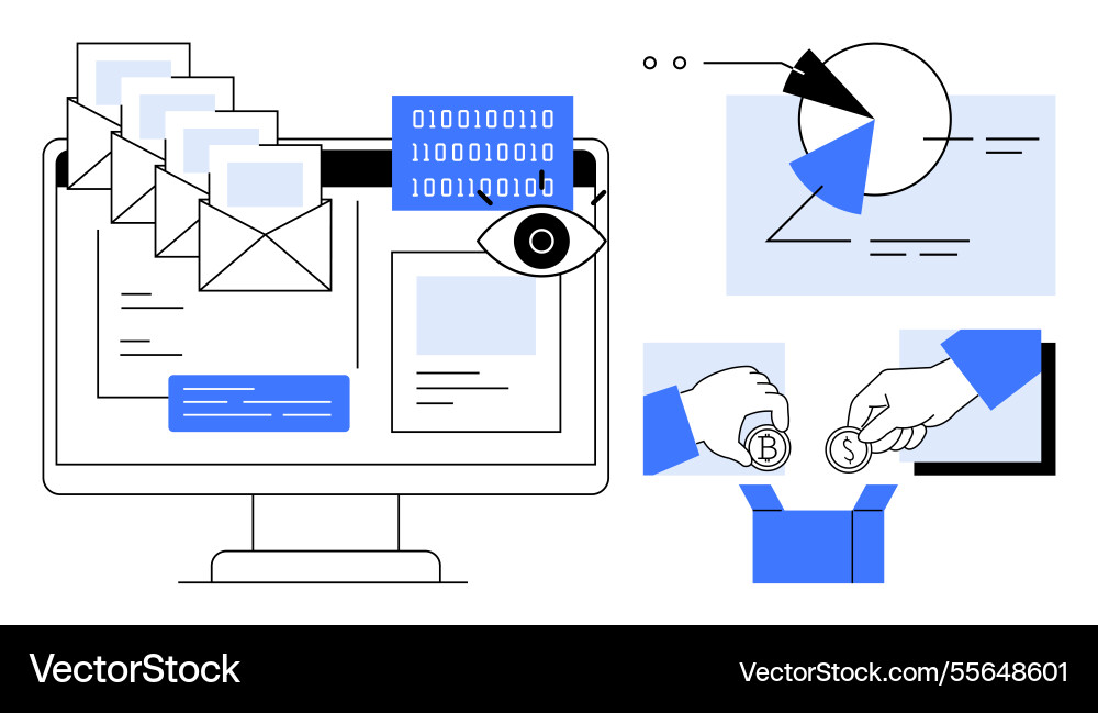 Digital communication data analysis and online Digital communication data analysis and online vector image