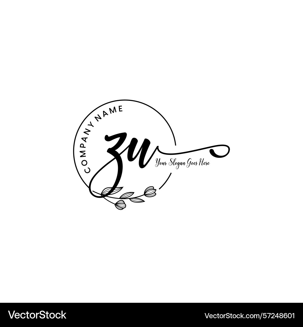 Elegant zu initial logo design with botanical Vector Image