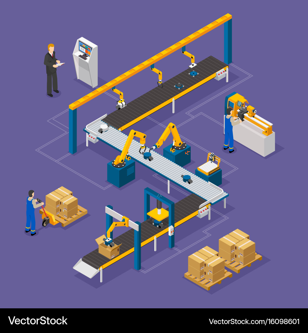 Factory Isometric Automation vector image
