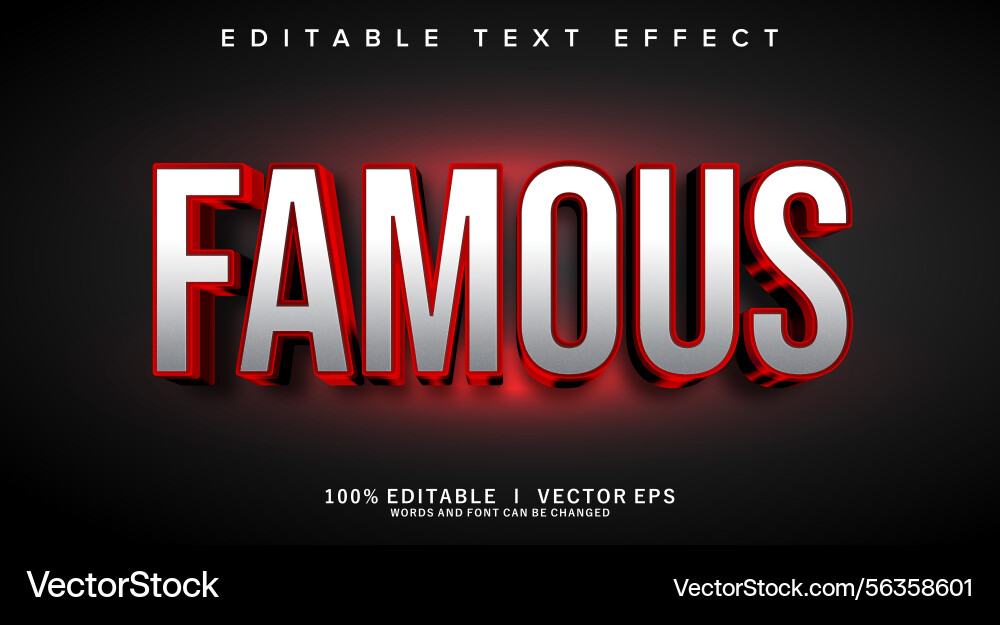 Famous 3d text effect with modern style design Famous 3d text effect with modern style design vector image