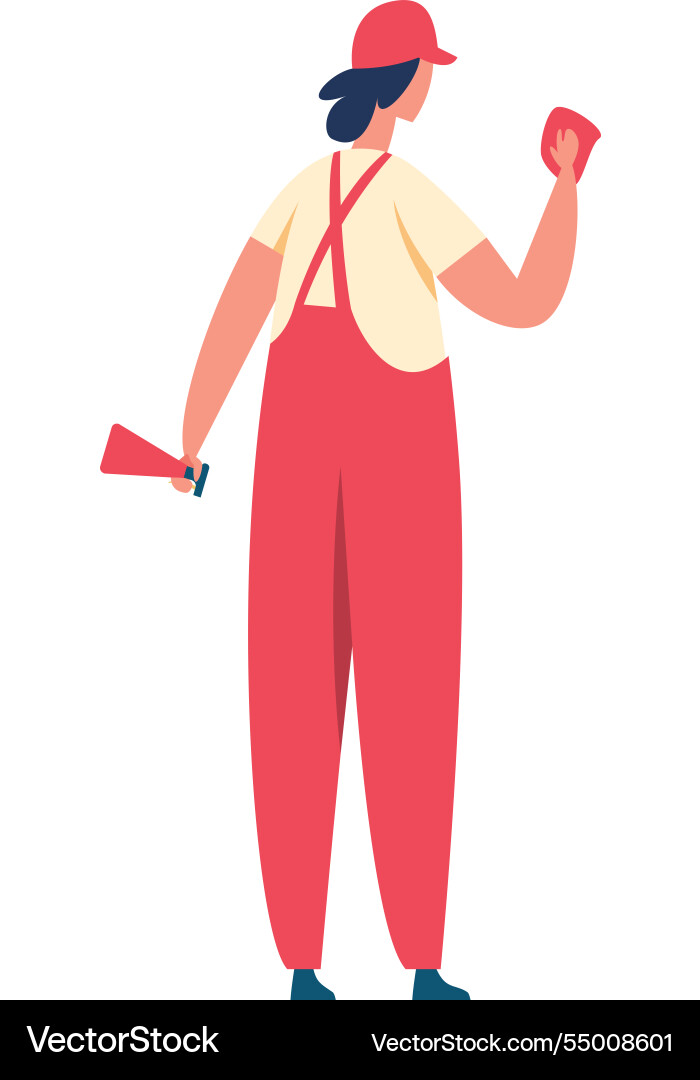 Female gas station worker wearing red overalls Female gas station worker wearing red overalls vector image