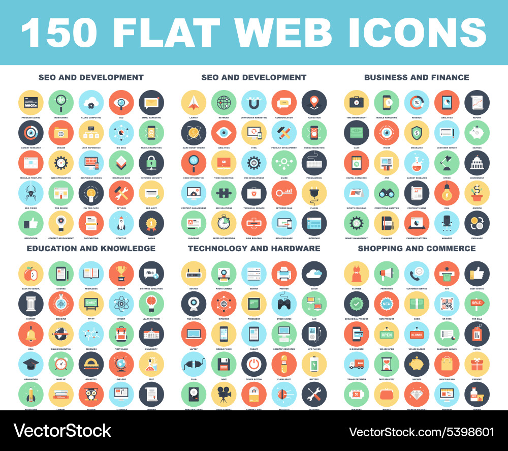 Flat Web Icons Set vector image