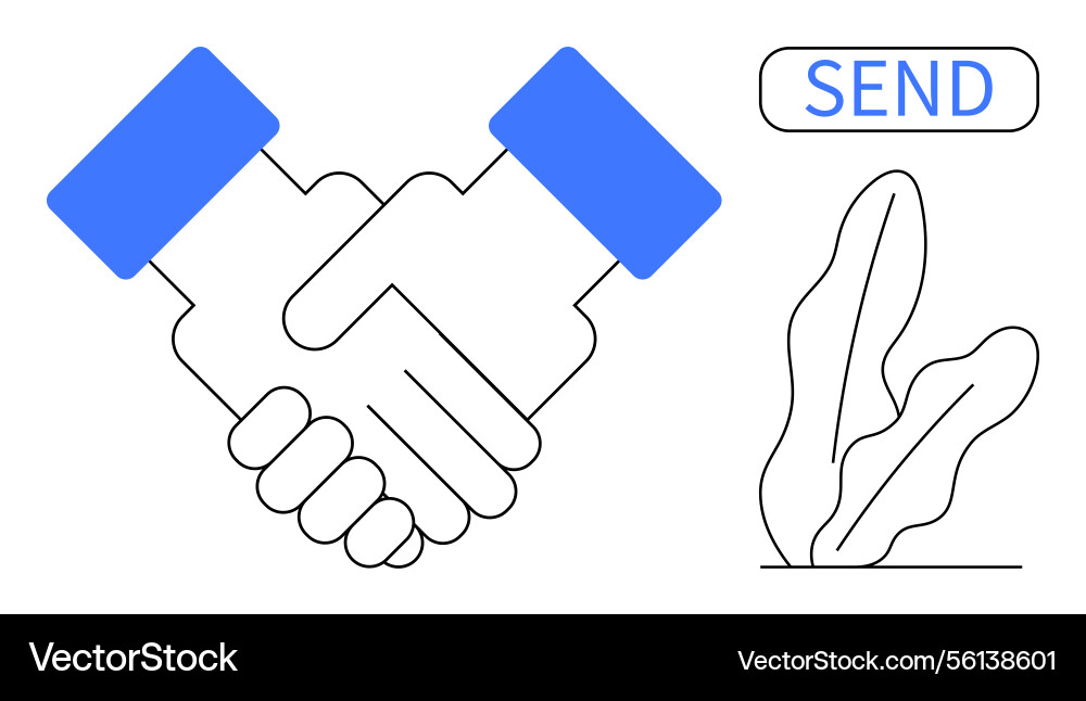 Handshake agreement with send button and abstract Vector Image
