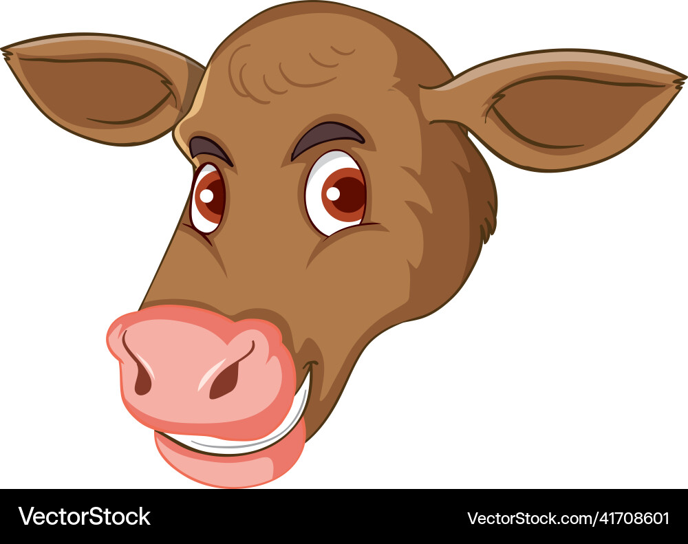 Head of brown cow cartoon character vector image