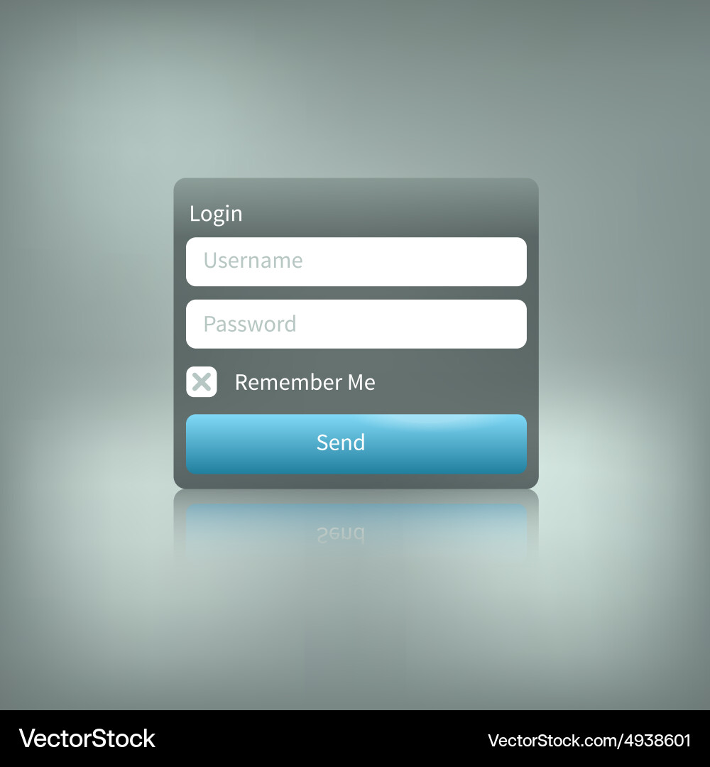 Isolated login element with reflection vector image