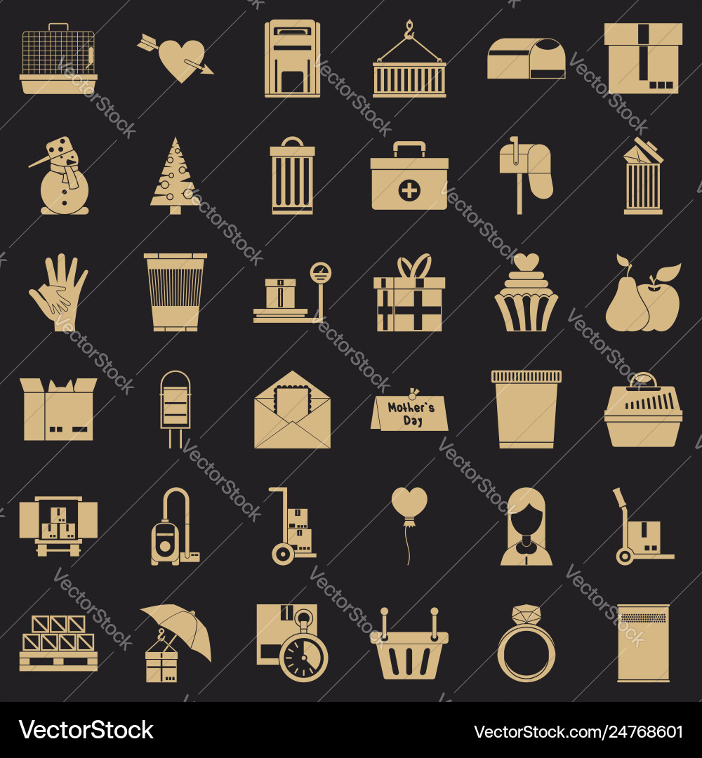 Paper box icons set simple style Vector Image