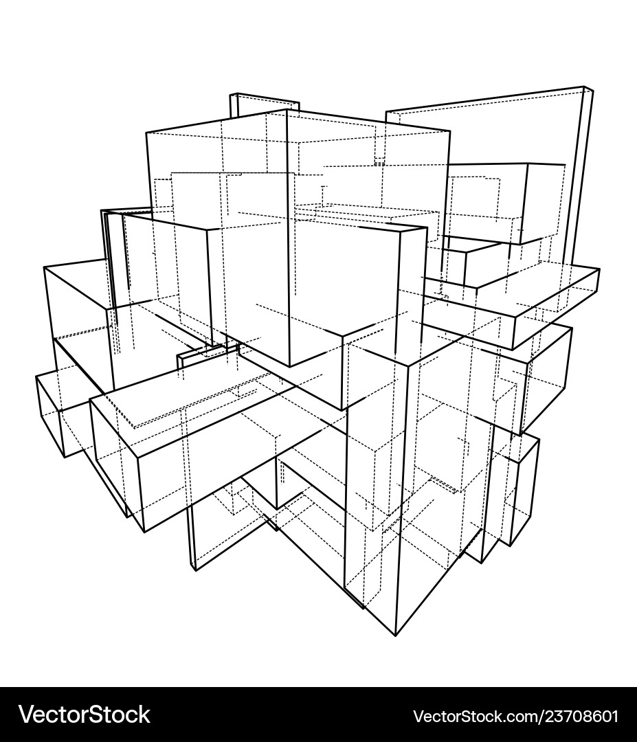 Wireframe Box Sketch vector image