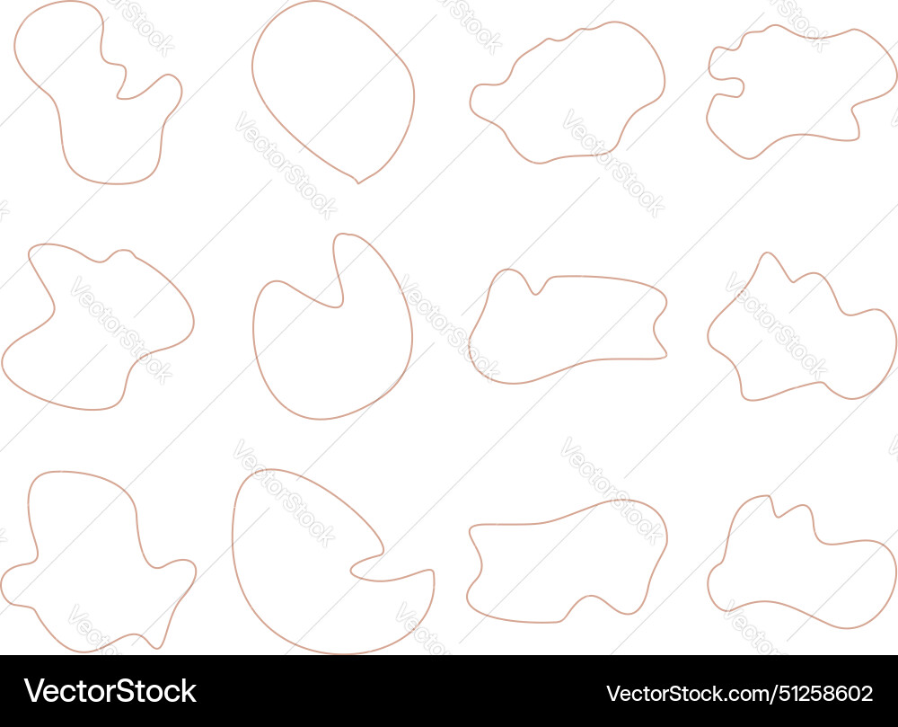 Abstract fluid linear shape set black Vector Image