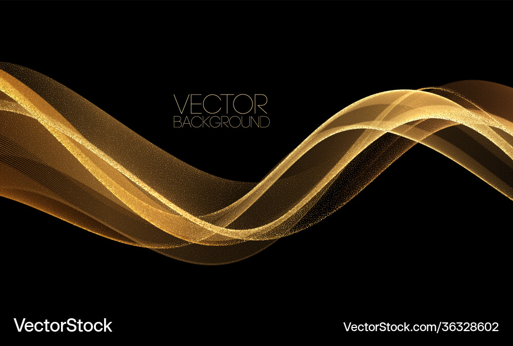 Abstract shiny color gold wave design element Vector Image