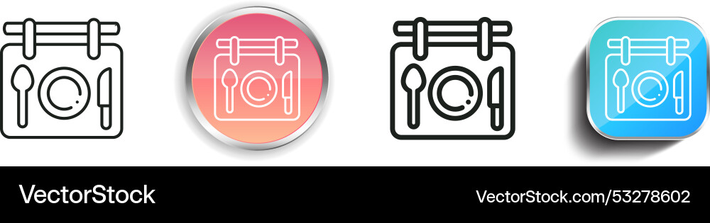 Cutlery icon thin linear regular and button style vector image