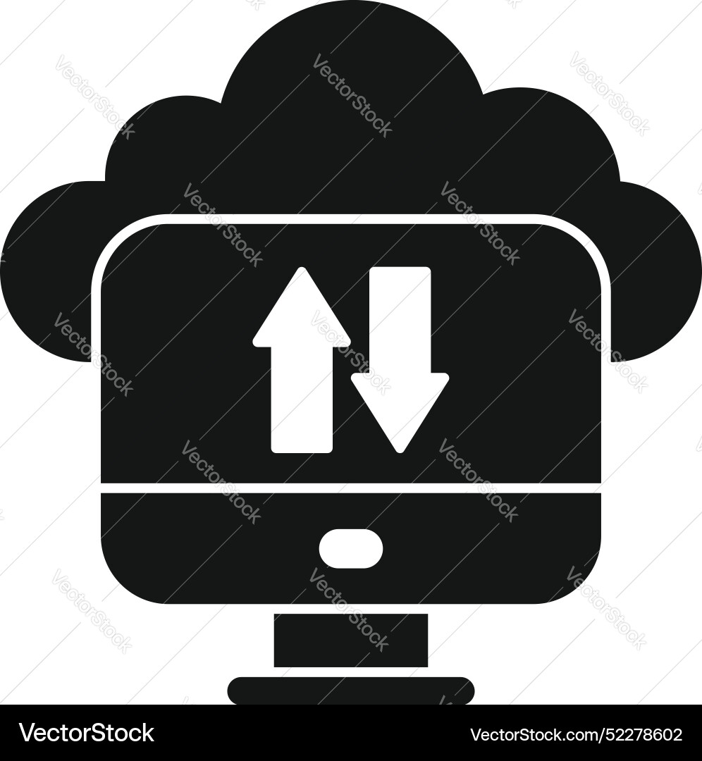 Desktop computer transferring data from cloud Desktop computer transferring data from cloud vector image