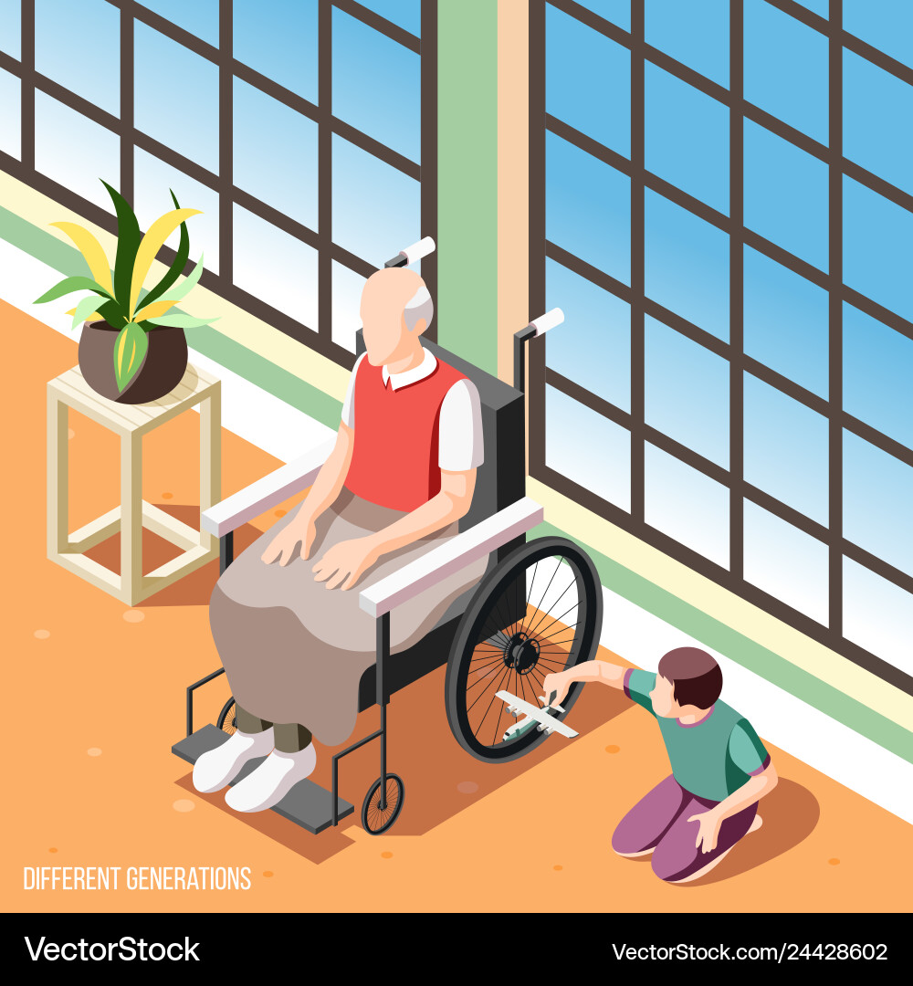Different generations isometric background Different generations isometric background vector image