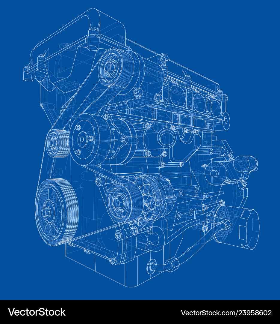 Engine sketch rendering of 3d Vector Image