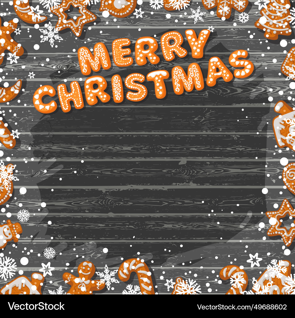 Merry christmas text made of gingerbread cookies Merry christmas text made of gingerbread cookies vector image