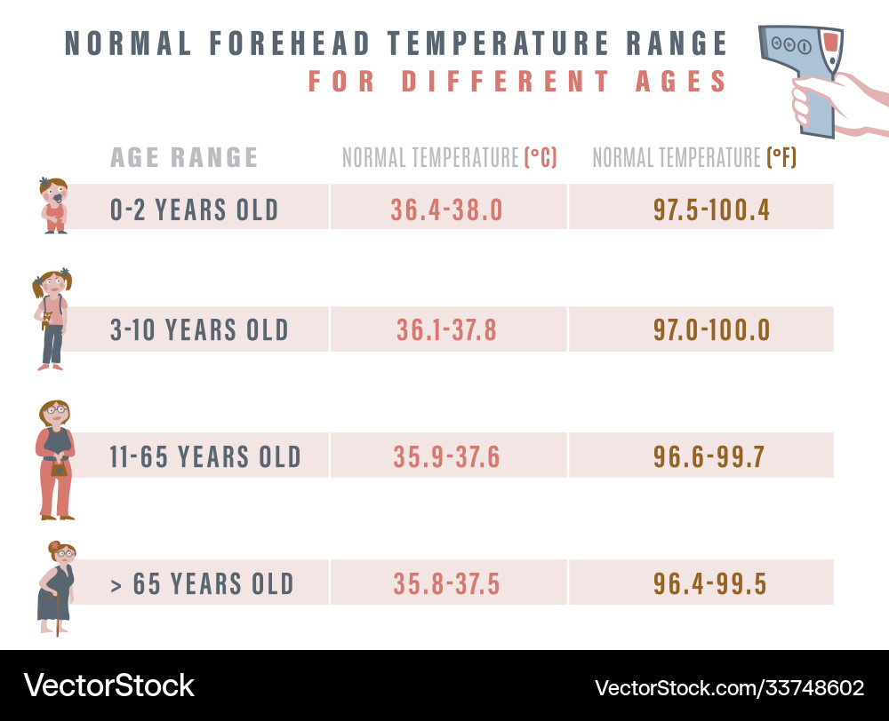 Normal temperature range Normal temperature range vector image