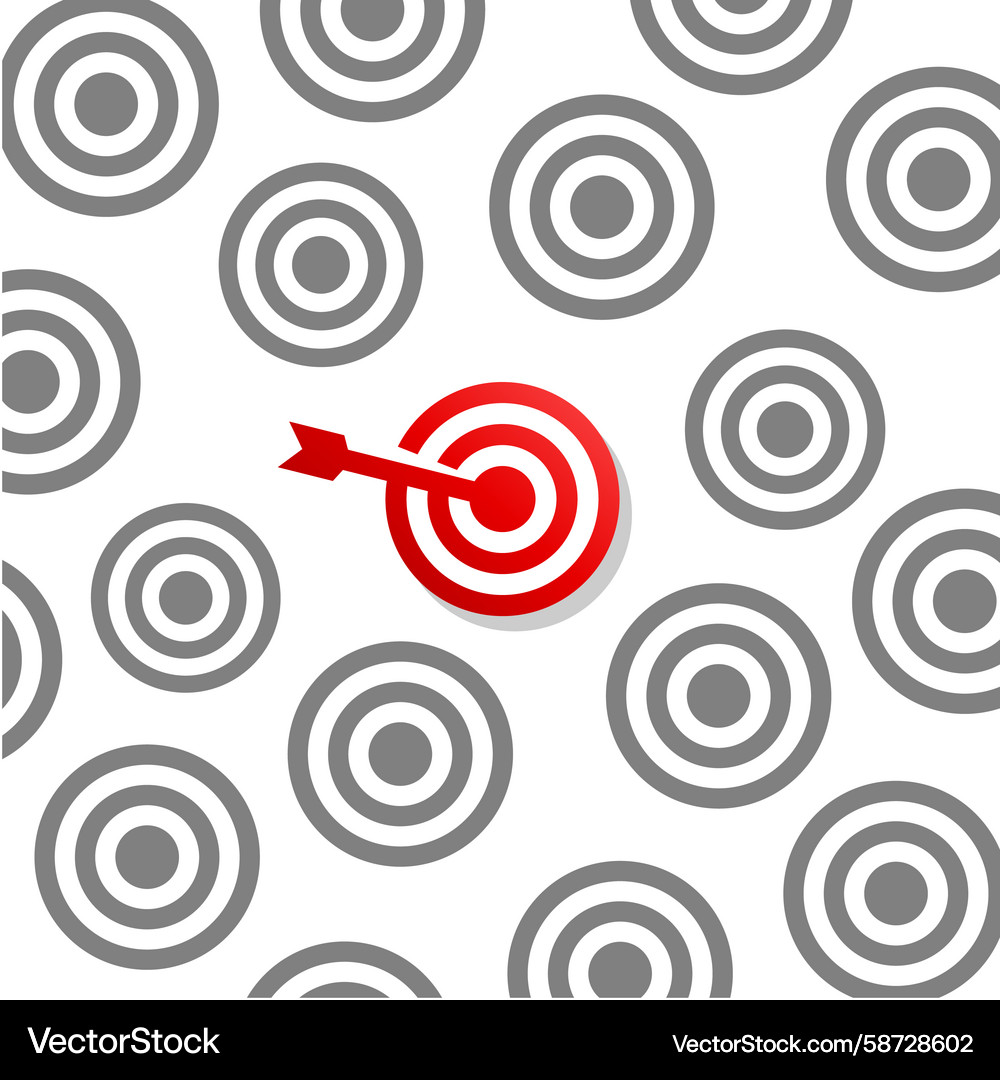 Red dart hitting the center of a target Vector Image