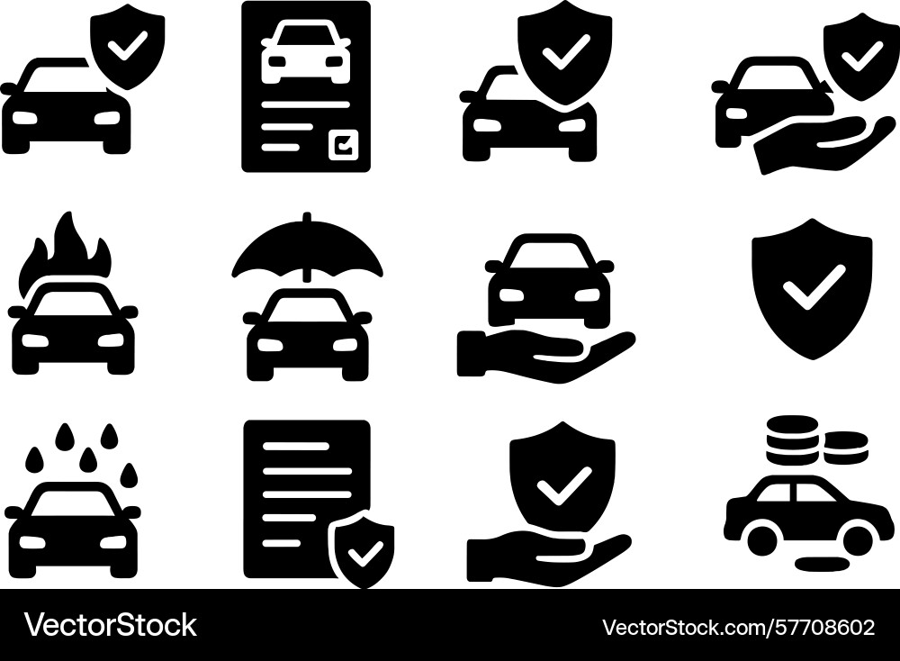 Symbole für Autoversicherung und Schutz Symbole für Autoversicherung und Schutz Vektorbild