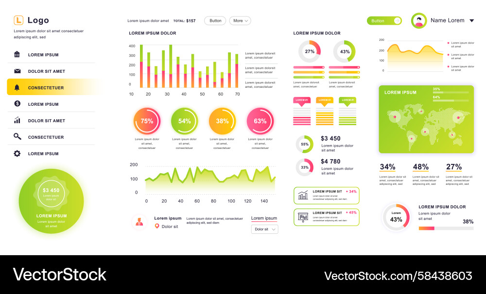 Admin Dashboard UI Template Vector Image