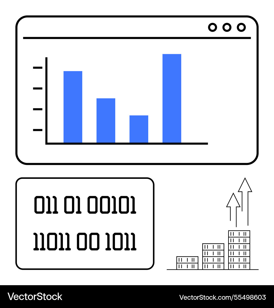 Datenanalyse Visualisierung mit Balkendiagramm binär Datenanalyse Visualisierung mit Balkendiagramm binär vektorbild