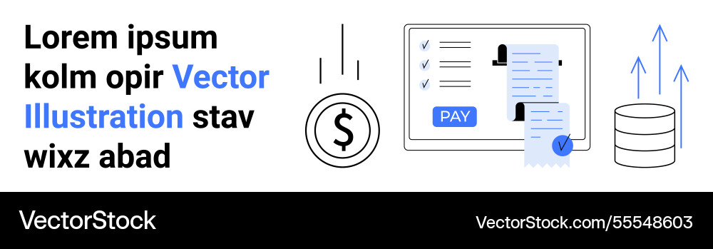 Digital payment processing concept with invoices Digital payment processing concept with invoices vector image
