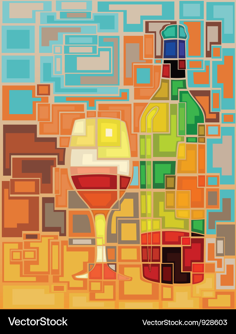 Elegant Wine Bottle Mosaic Vector Image