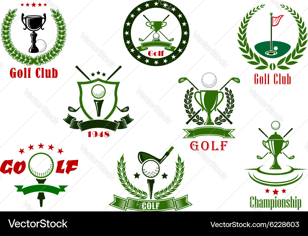 Golf Tournament Icons Set vektorbild
