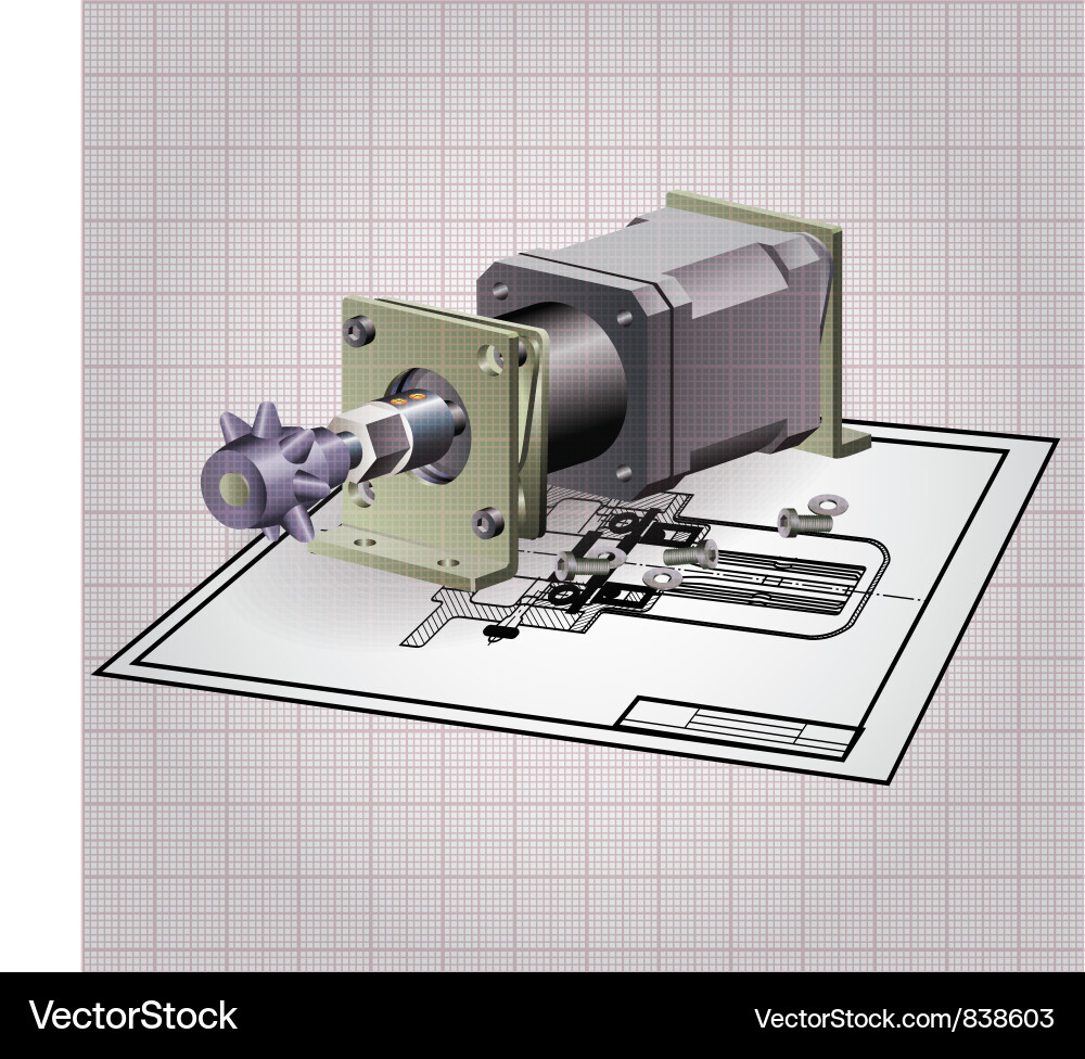 Mechanical Component Assembly Vector Image