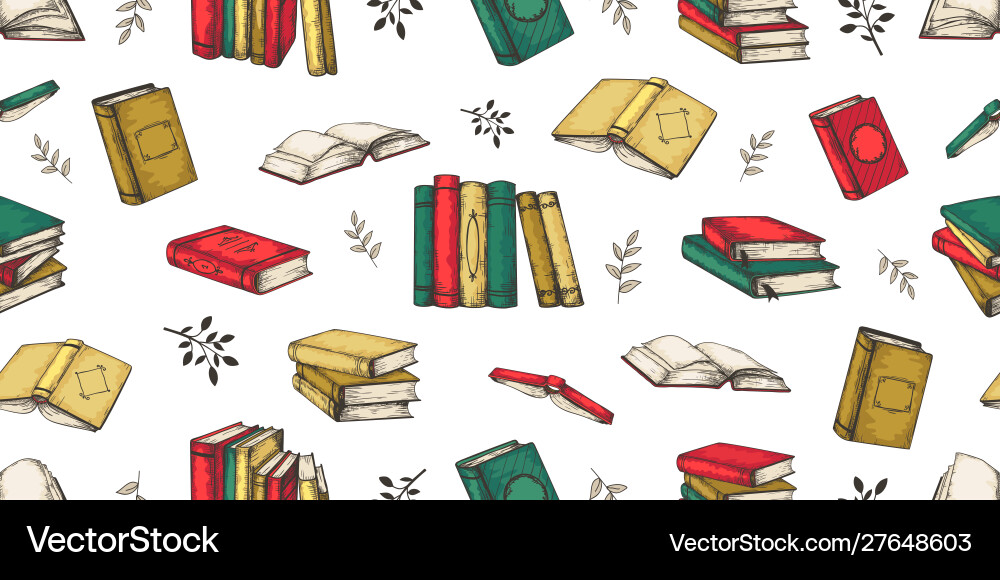 Retro Book Stacks Pattern vector image