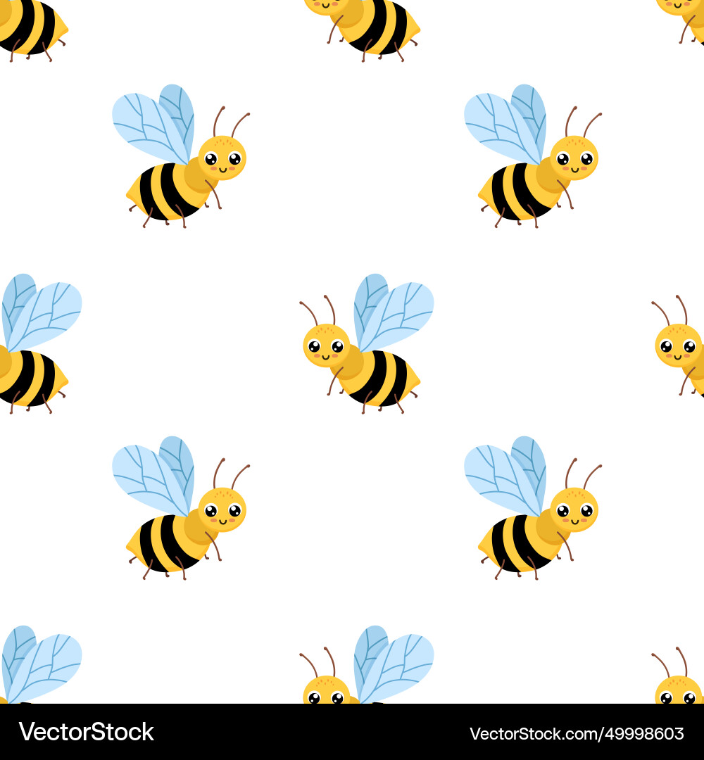 Seamless simple pattern with cute bee character Seamless simple pattern with cute bee character vector image