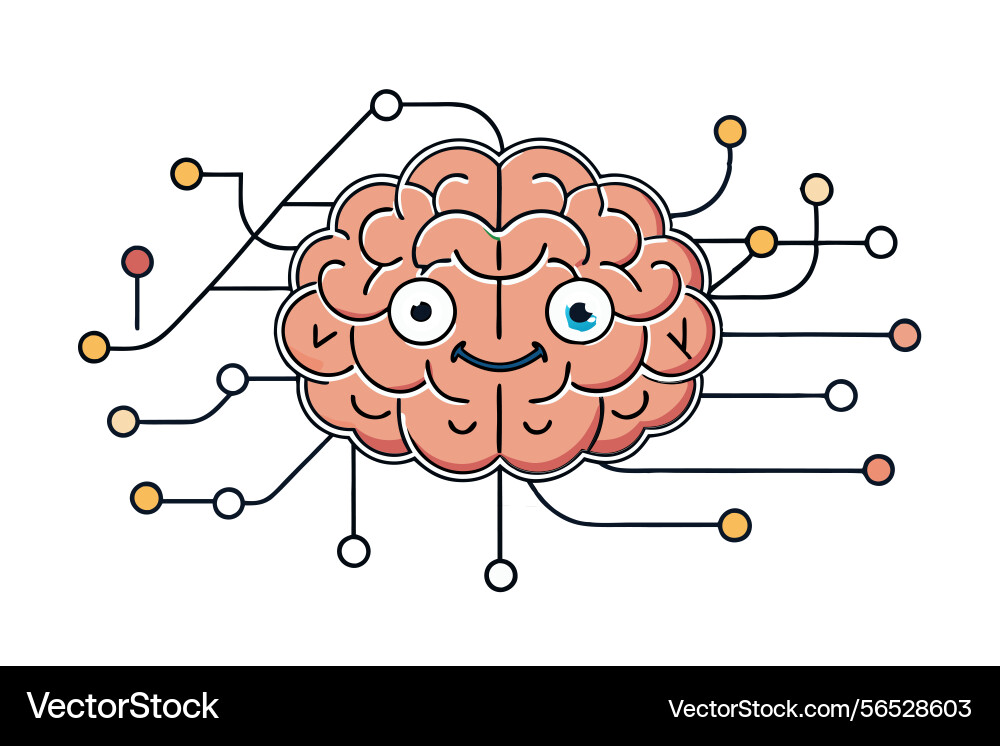 Smiling brain with digital neural connections Smiling brain with digital neural connections vector image