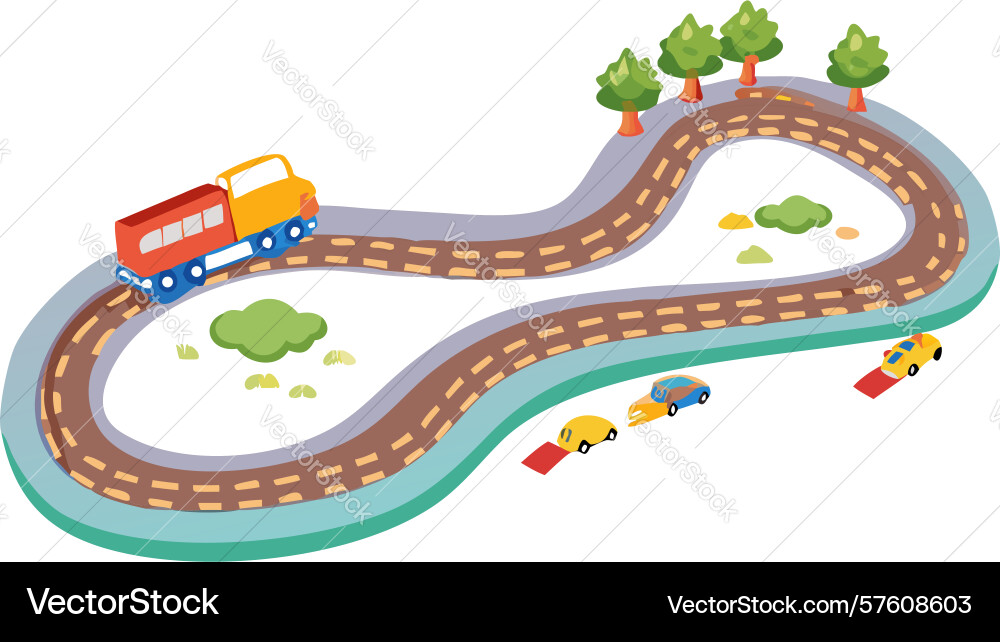 Train track game path with village design vector image