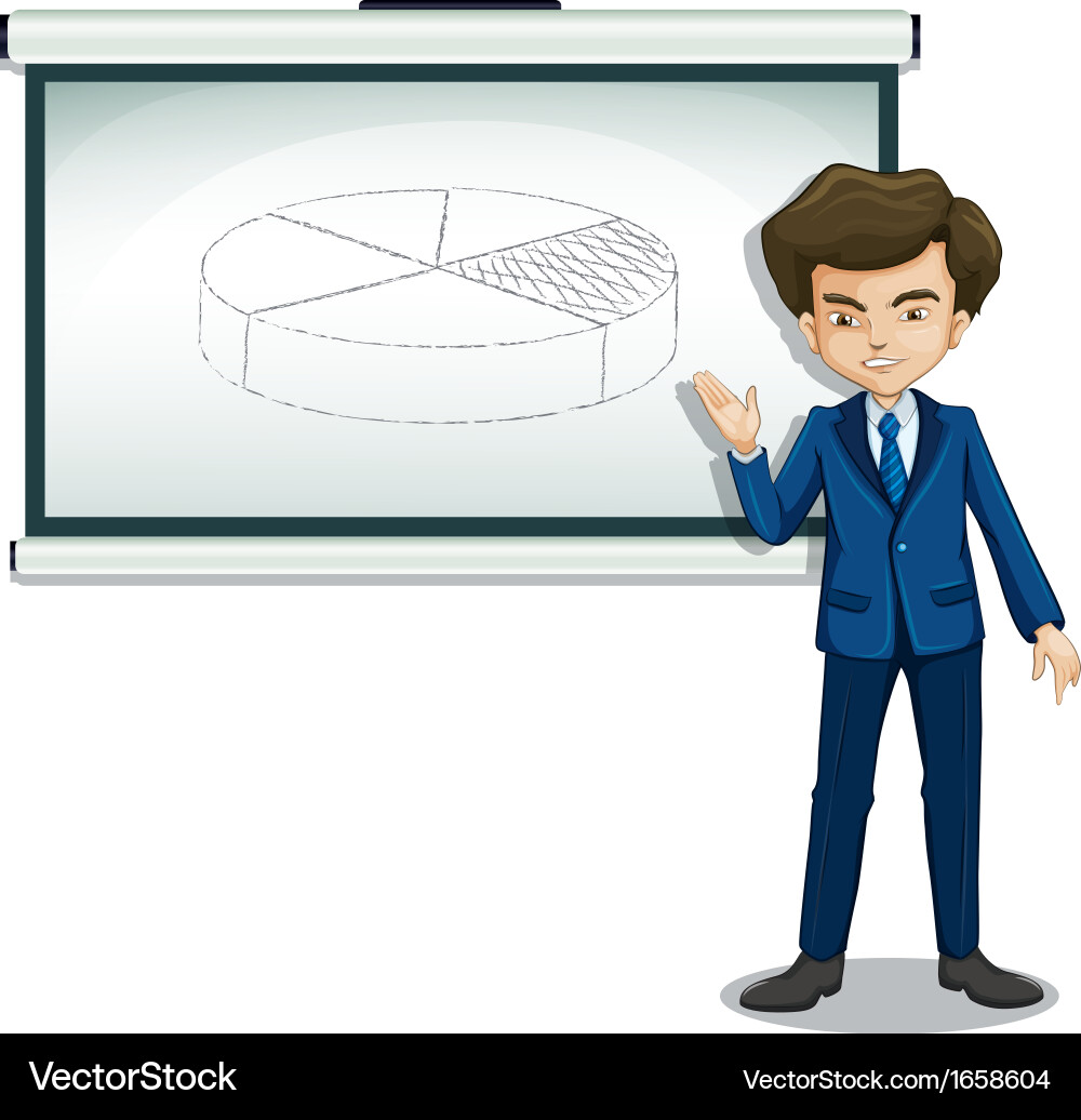 A gentleman explaining the graph in bulletin vector image