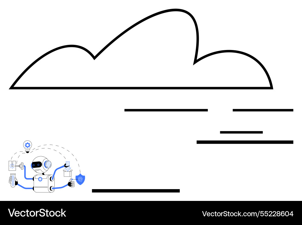 Ai robot managing cloud-based data and security Ai robot managing cloud-based data and security vector image