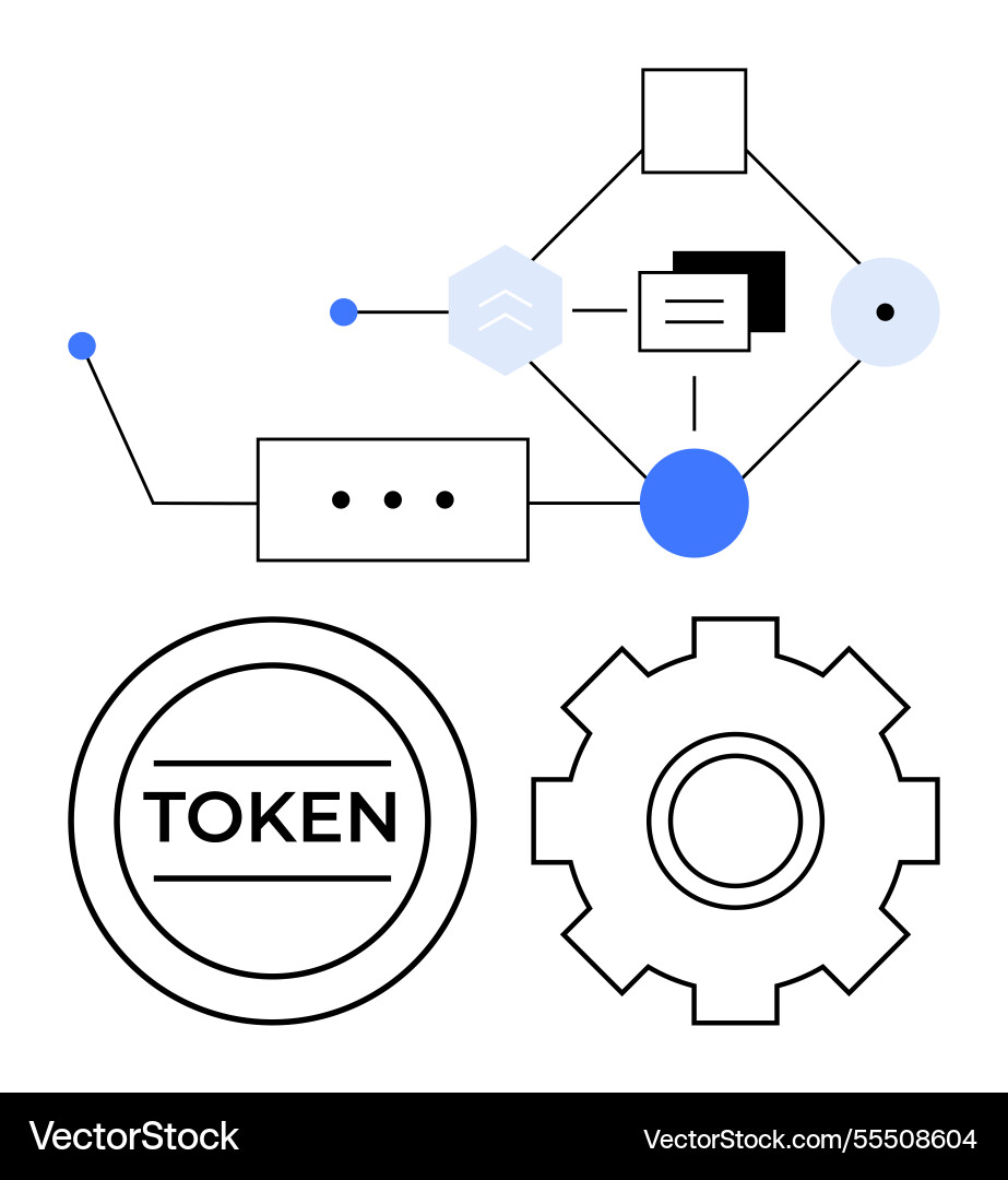 Blockchain and process automation with tokens Blockchain and process automation with tokens vector image