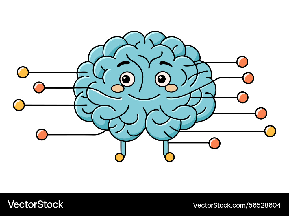 Brain design with computer circuits showcasing Brain design with computer circuits showcasing vector image