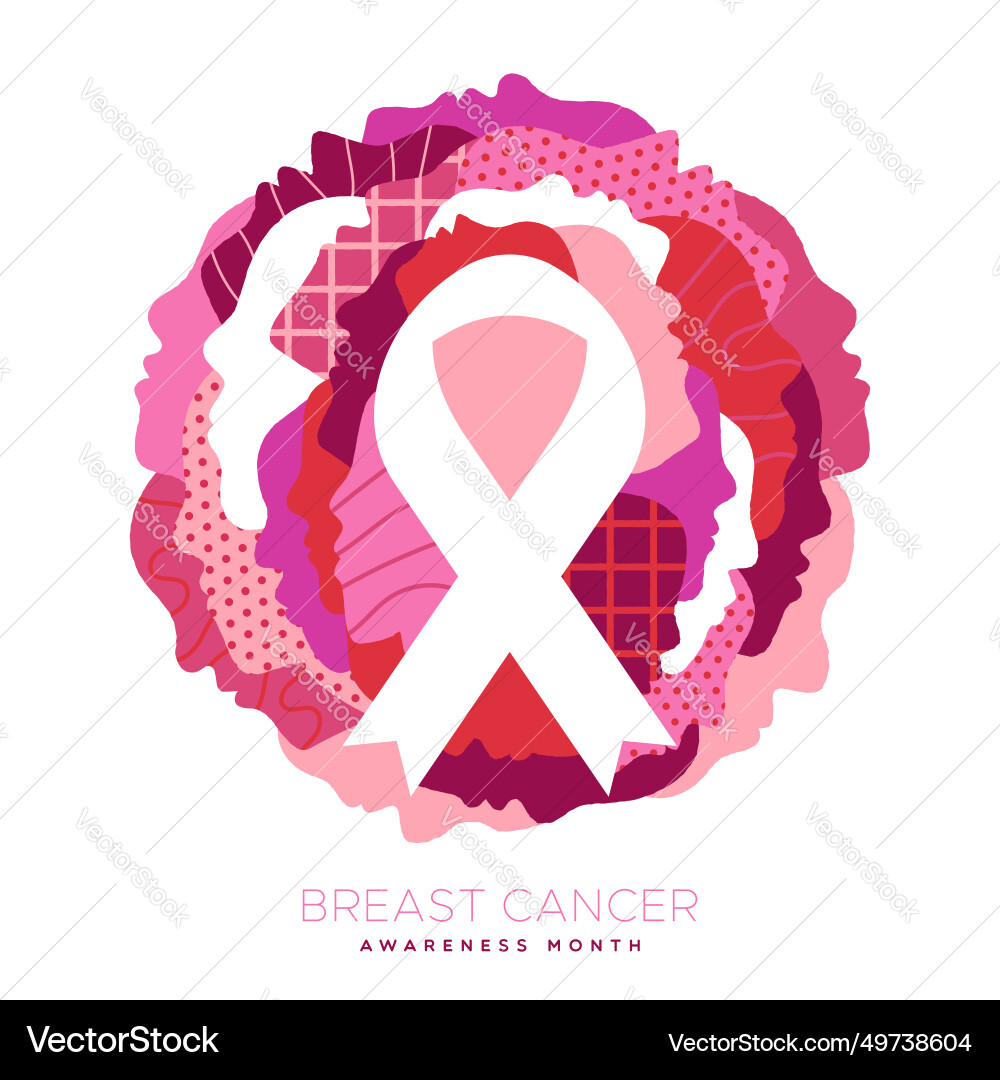 Breast cancer awareness diverse women face Breast cancer awareness diverse women face vector image