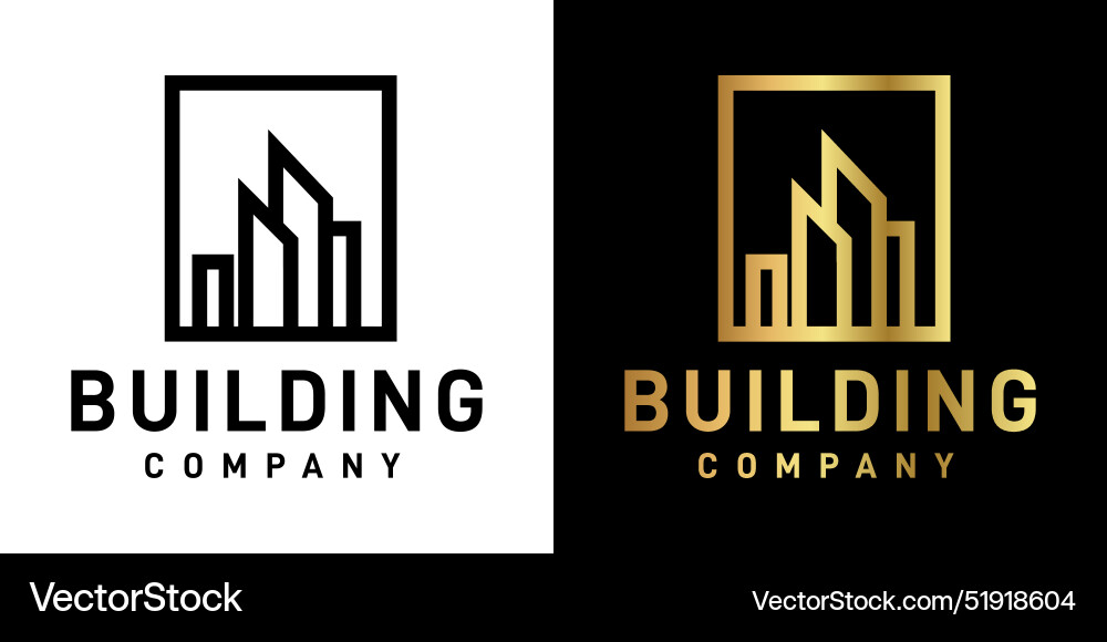 Building logo 2 outline set collection or pack Vector Image
