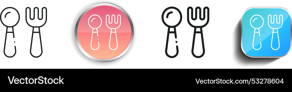 Cutlery icon thin linear regular and button style vector image
