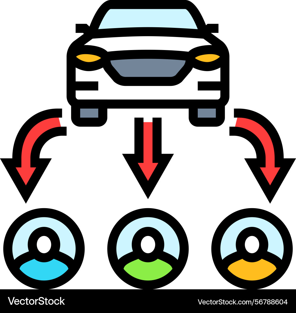 Multiple users car share service color icon Vector Image