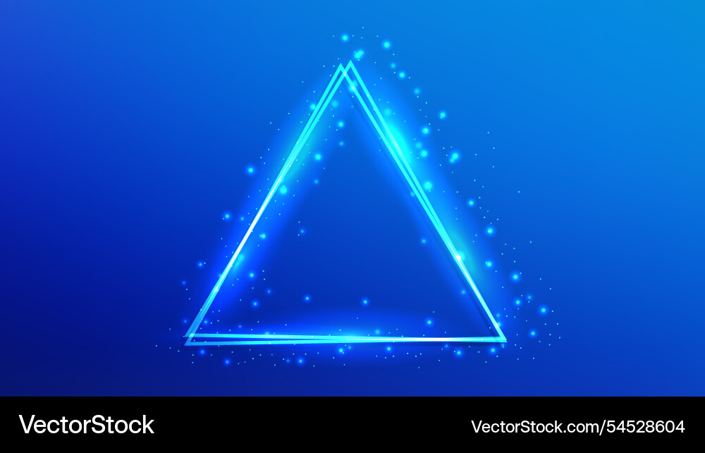 Neon double triangular frame with shining effects Neon double triangular frame with shining effects vector image