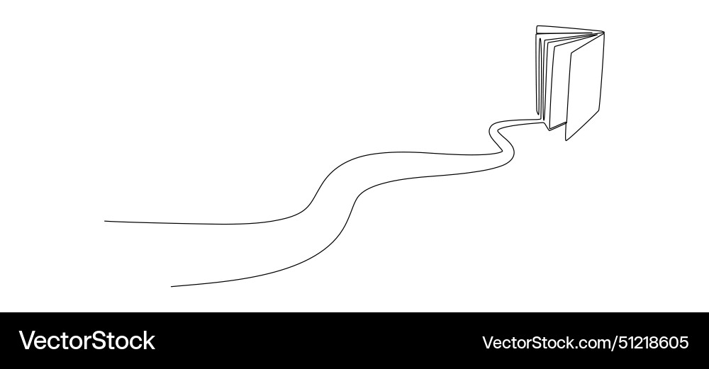 Continuous one line drawing of open book Vector Image