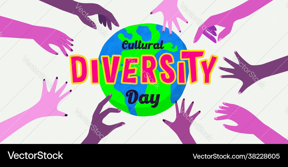 Cultural diversity banner diverse people hands Cultural diversity banner diverse people hands vector image