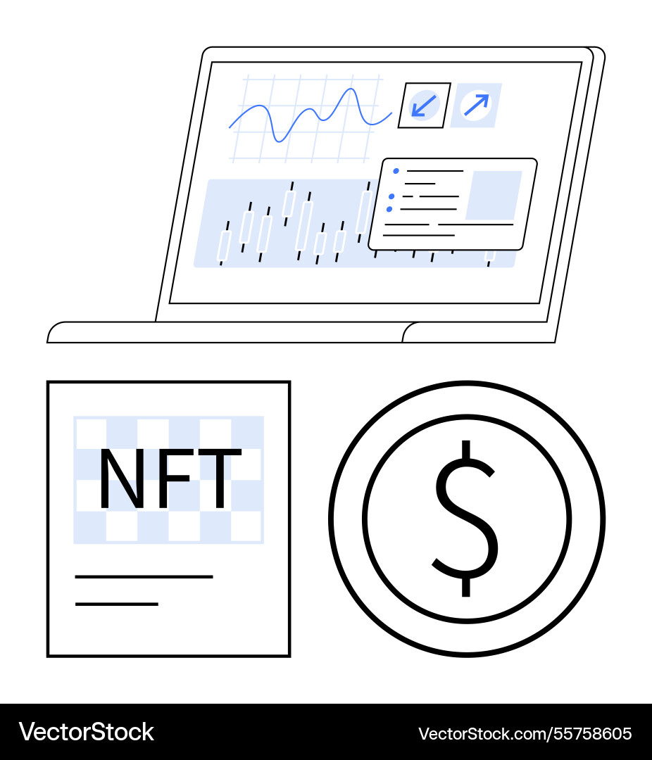Digital asset analysis with blockchain and nft Digital asset analysis with blockchain and nft vector image