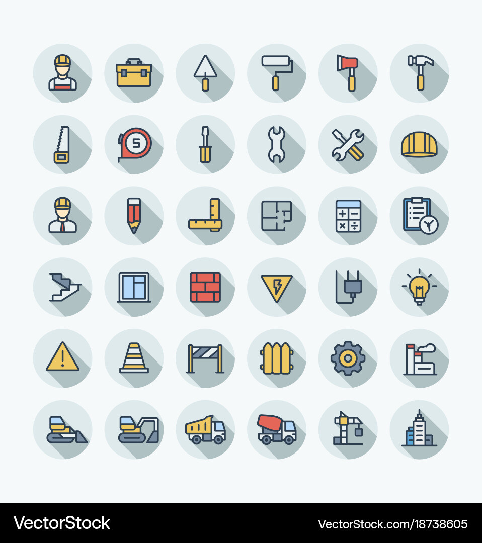 Flat color thin line icons set Vector Image