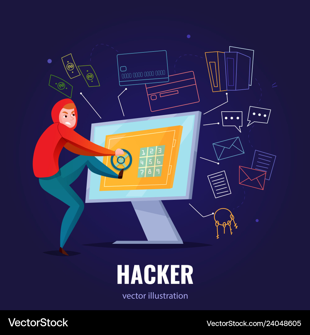 Hacker Cybersecurity Composition Vector Image