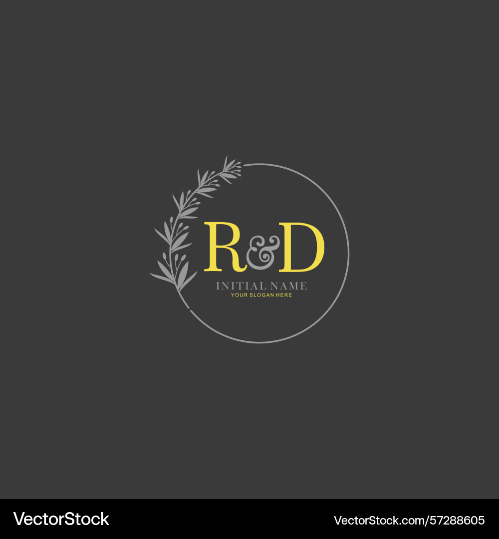 Rd initial logo templates with botanical elements Rd initial logo templates with botanical elements vector image