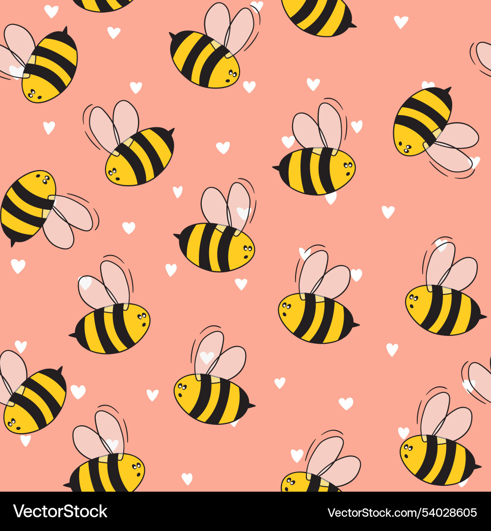 Seamless pattern with bees on color background Seamless pattern with bees on color background Vector Image
